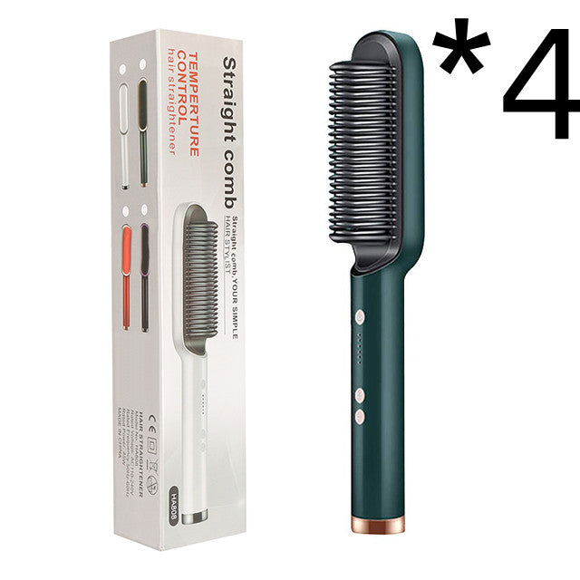 Nouveau fer à lisser 2 en 1 Peigne chauffant Fer à friser à ions négatifs Brosse électrique à double fonction
