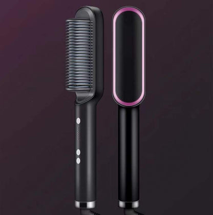 Nouveau fer à lisser 2 en 1 Peigne chauffant Fer à friser à ions négatifs Brosse électrique à double fonction