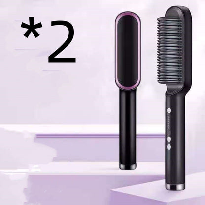 Nouveau fer à lisser 2 en 1 Peigne chauffant Fer à friser à ions négatifs Brosse électrique à double fonction