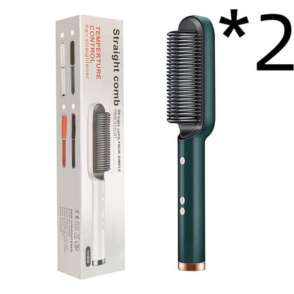 Nouveau fer à lisser 2 en 1 Peigne chauffant Fer à friser à ions négatifs Brosse électrique à double fonction