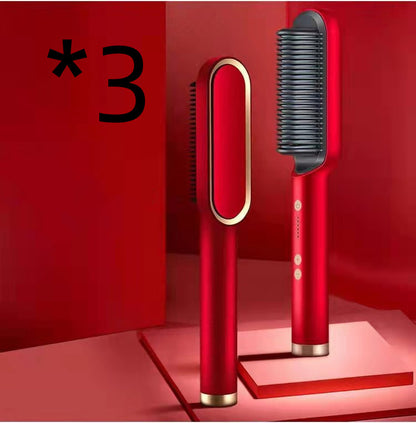 Nouveau fer à lisser 2 en 1 Peigne chauffant Fer à friser à ions négatifs Brosse électrique à double fonction