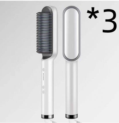 Nouveau fer à lisser 2 en 1 Peigne chauffant Fer à friser à ions négatifs Brosse électrique à double fonction