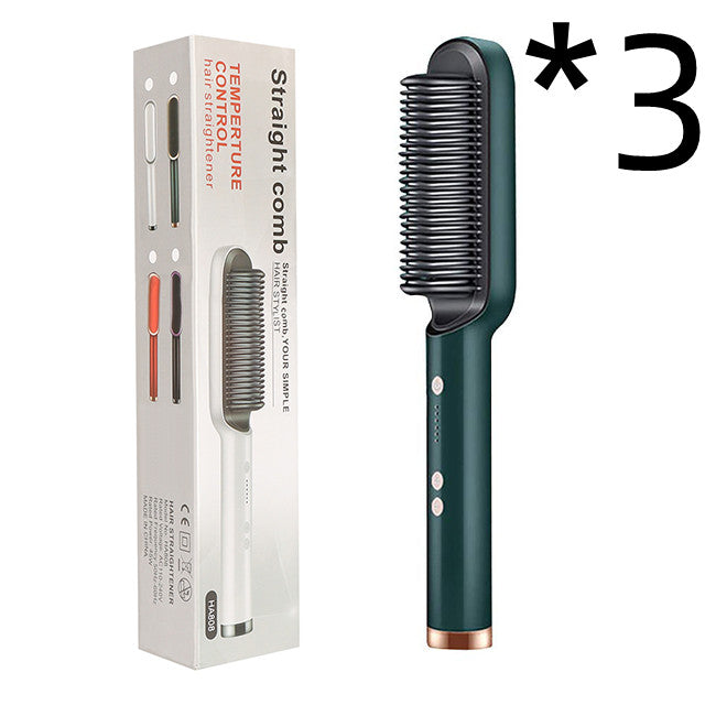 Nouveau fer à lisser 2 en 1 Peigne chauffant Fer à friser à ions négatifs Brosse électrique à double fonction