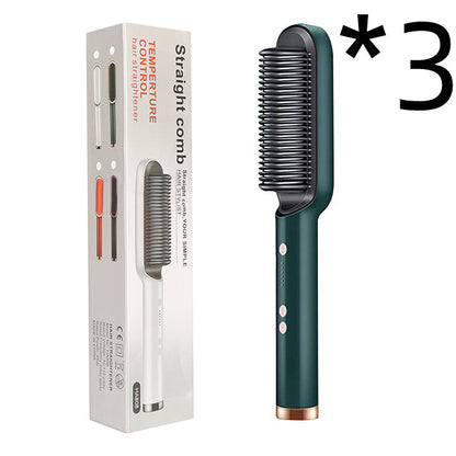 Nouveau fer à lisser 2 en 1 Peigne chauffant Fer à friser à ions négatifs Brosse électrique à double fonction