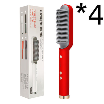 Nouveau fer à lisser 2 en 1 Peigne chauffant Fer à friser à ions négatifs Brosse électrique à double fonction
