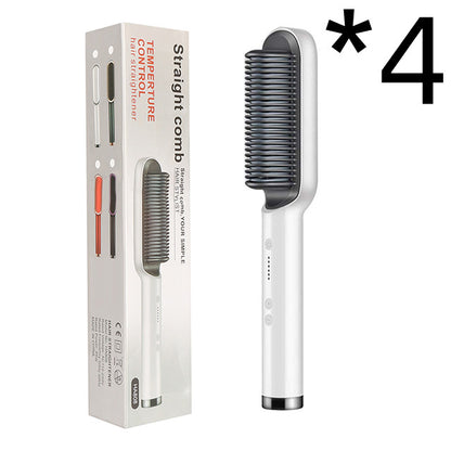 Nouveau fer à lisser 2 en 1 Peigne chauffant Fer à friser à ions négatifs Brosse électrique à double fonction