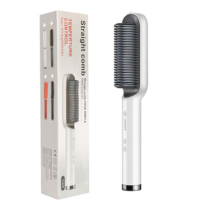 Nouveau fer à lisser 2 en 1 Peigne chauffant Fer à friser à ions négatifs Brosse électrique à double fonction