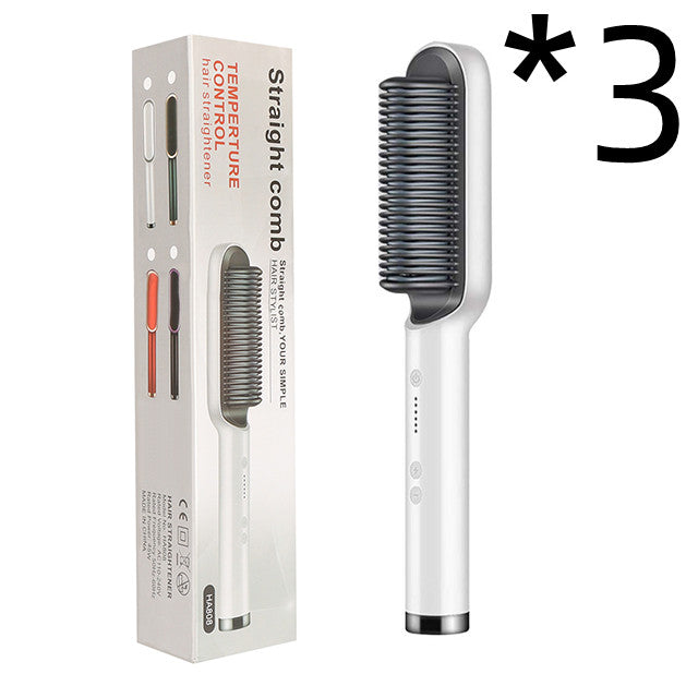 Nouveau fer à lisser 2 en 1 Peigne chauffant Fer à friser à ions négatifs Brosse électrique à double fonction