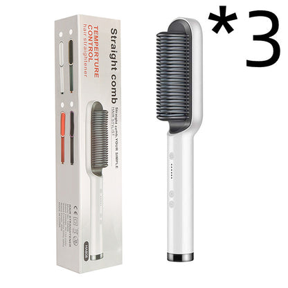 Nouveau fer à lisser 2 en 1 Peigne chauffant Fer à friser à ions négatifs Brosse électrique à double fonction