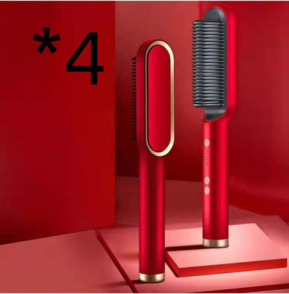Nouveau fer à lisser 2 en 1 Peigne chauffant Fer à friser à ions négatifs Brosse électrique à double fonction