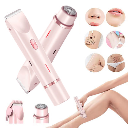 Rasoir 2 en 1 pour femmes à double tête, tondeuse pour poils pubiens, rasoir électrique, utilisation humide ou sèche, poils du corps