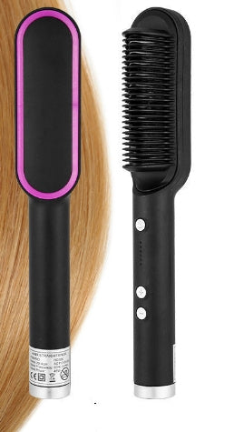 Nouveau fer à lisser 2 en 1 Peigne chauffant Fer à friser à ions négatifs Brosse électrique à double fonction