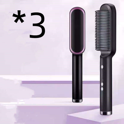 Nouveau fer à lisser 2 en 1 Peigne chauffant Fer à friser à ions négatifs Brosse électrique à double fonction