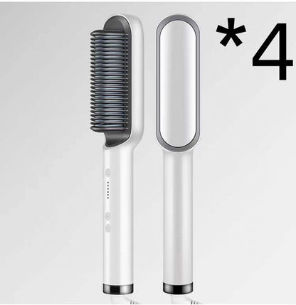 Nouveau fer à lisser 2 en 1 Peigne chauffant Fer à friser à ions négatifs Brosse électrique à double fonction