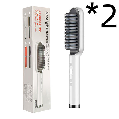 Nouveau fer à lisser 2 en 1 Peigne chauffant Fer à friser à ions négatifs Brosse électrique à double fonction