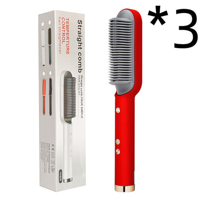 Nouveau fer à lisser 2 en 1 Peigne chauffant Fer à friser à ions négatifs Brosse électrique à double fonction